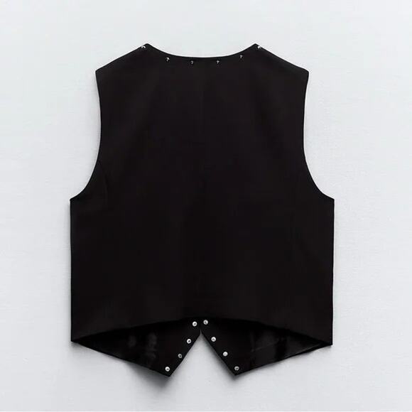 Zara | Black, Silver Studded Vest | Size XS - Picture 2 of 10